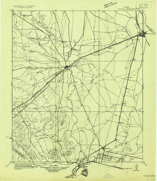 Historic 1921 Toyah Texas 30'x30' Topo Map Image