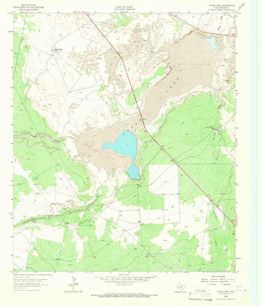 Classic USGS Toyah Lake Texas 7.5'x7.5' Topo Map Image