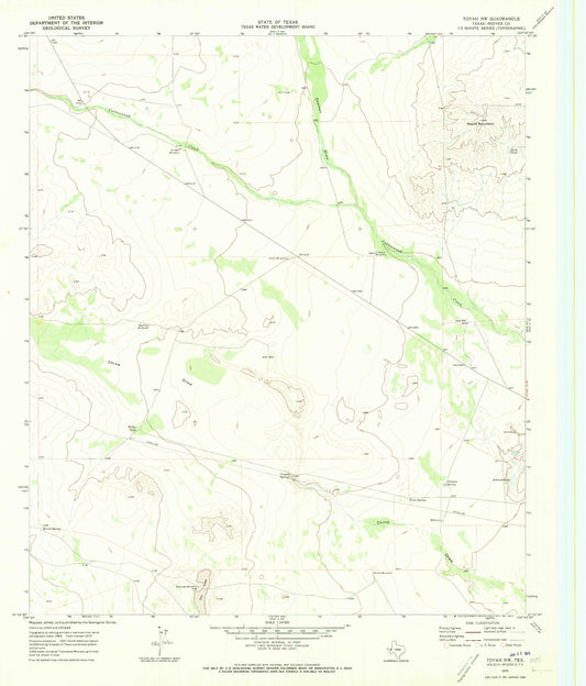 Classic USGS Toyah NW Texas 7.5'x7.5' Topo Map Image