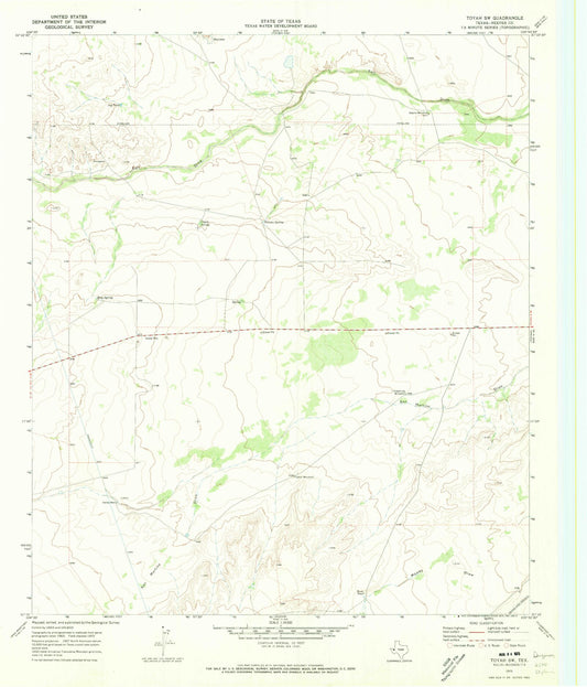 Classic USGS Toyah SW Texas 7.5'x7.5' Topo Map Image
