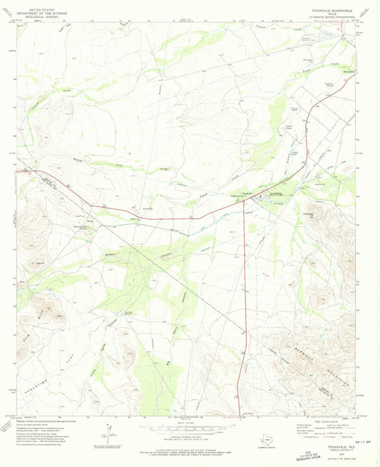 Classic USGS Toyahvale Texas 7.5'x7.5' Topo Map Image