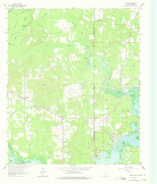 Classic USGS Trees Louisiana 7.5'x7.5' Topo Map Image