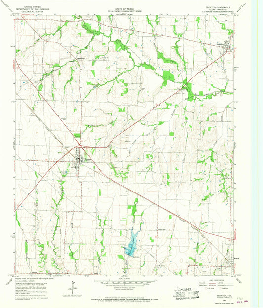 Classic USGS Trenton Texas 7.5'x7.5' Topo Map Image