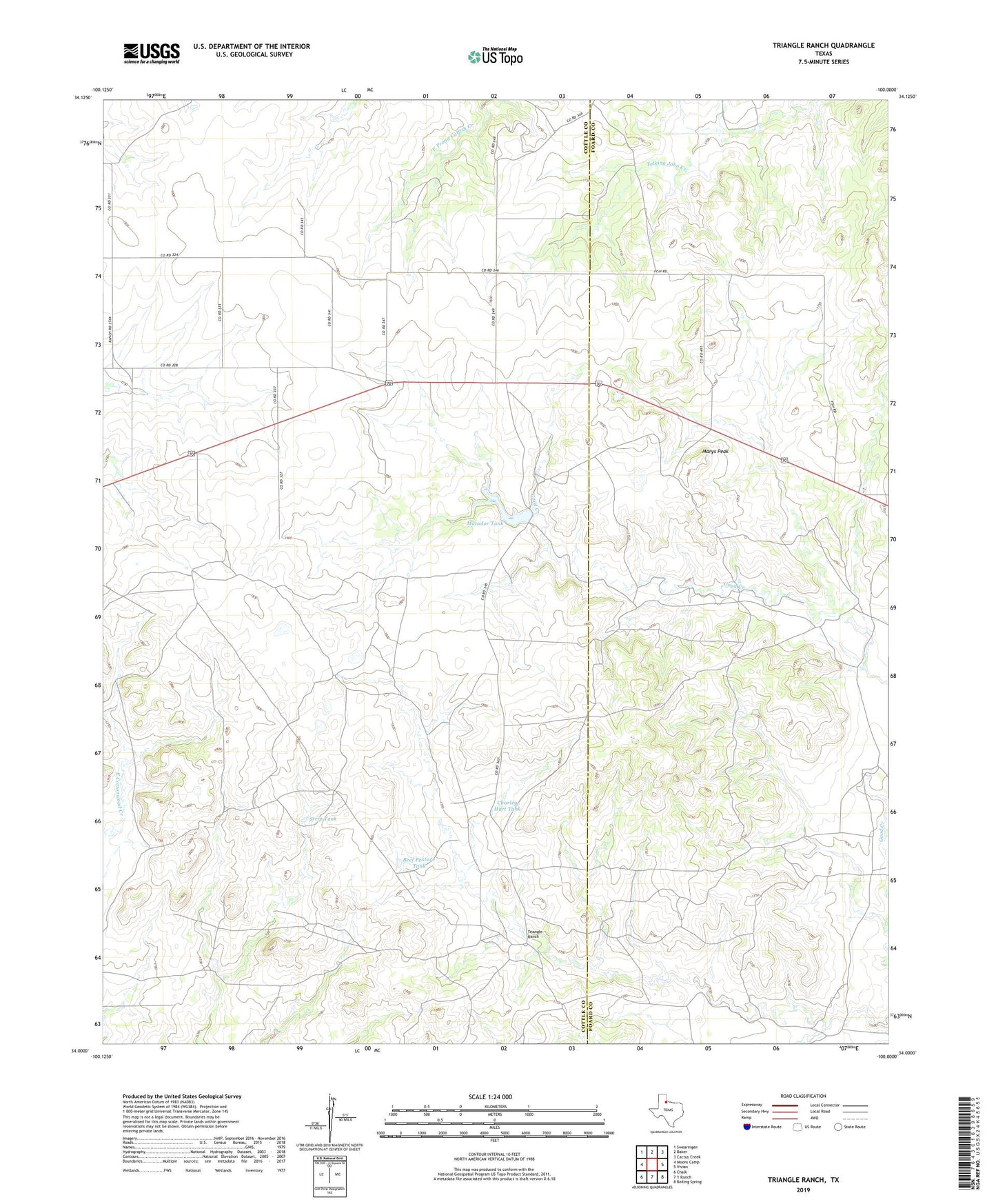 Triangle Ranch Texas US Topo Map Image
