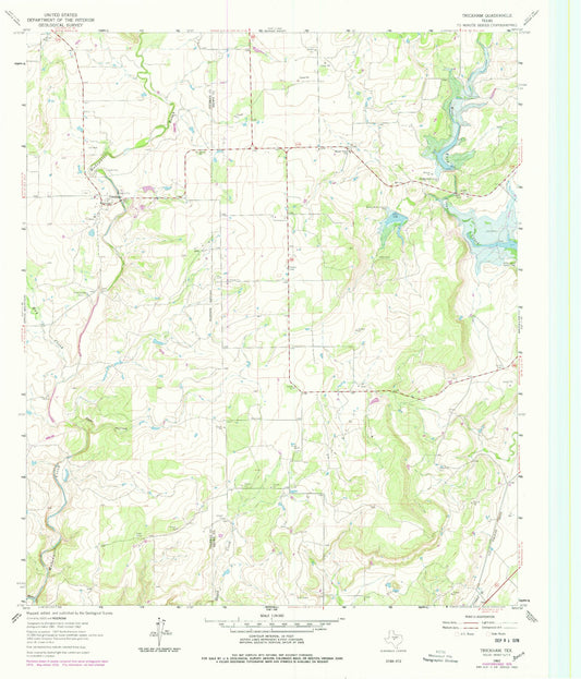 Classic USGS Trickham Texas 7.5'x7.5' Topo Map Image