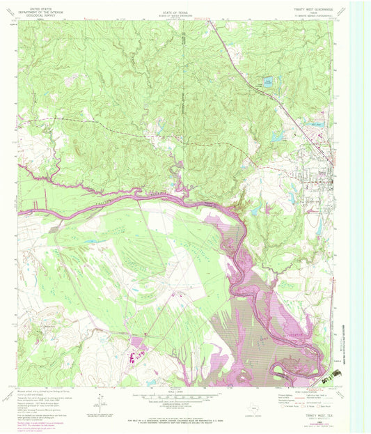 Classic USGS Trinity West Texas 7.5'x7.5' Topo Map Image