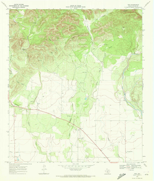 Classic USGS Trio Texas 7.5'x7.5' Topo Map Image