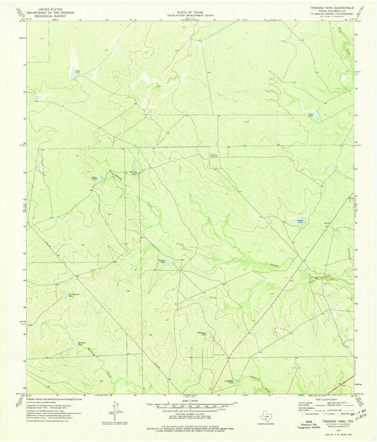 Classic USGS Trosado Tank Texas 7.5'x7.5' Topo Map Image