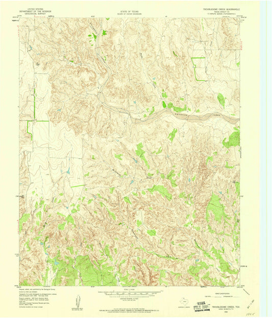 Classic USGS Troublesome Creek Texas 7.5'x7.5' Topo Map Image