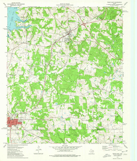 Classic USGS Troup East Texas 7.5'x7.5' Topo Map Image