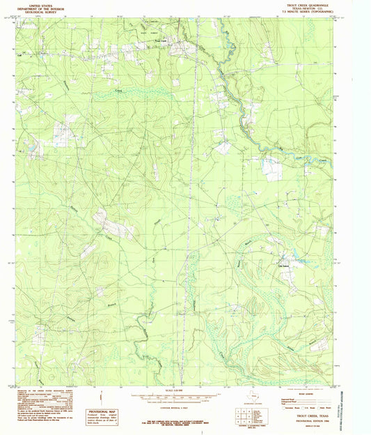 Classic USGS Trout Creek Texas 7.5'x7.5' Topo Map Image