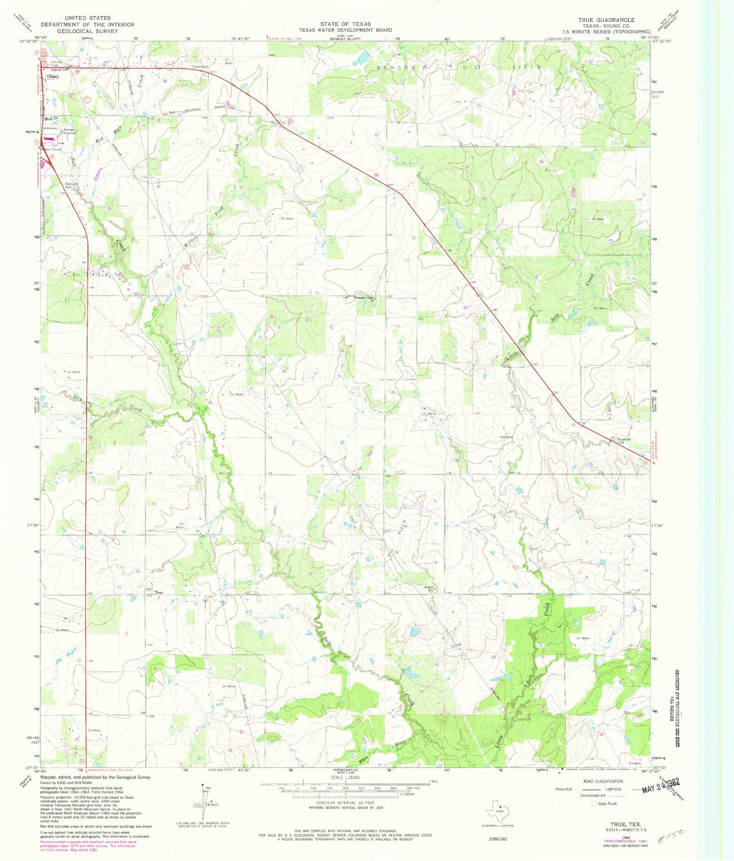 Classic USGS TRUE Texas 7.5'x7.5' Topo Map Image