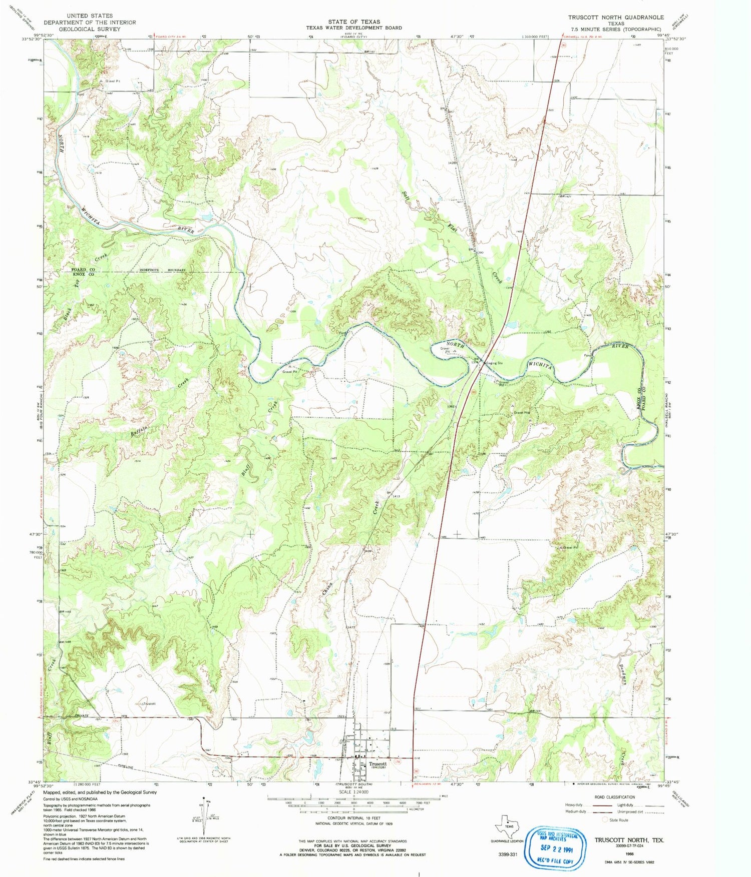 Classic USGS Truscott North Texas 7.5'x7.5' Topo Map Image