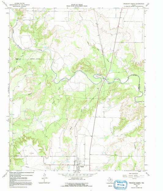 Classic USGS Truscott North Texas 7.5'x7.5' Topo Map Image