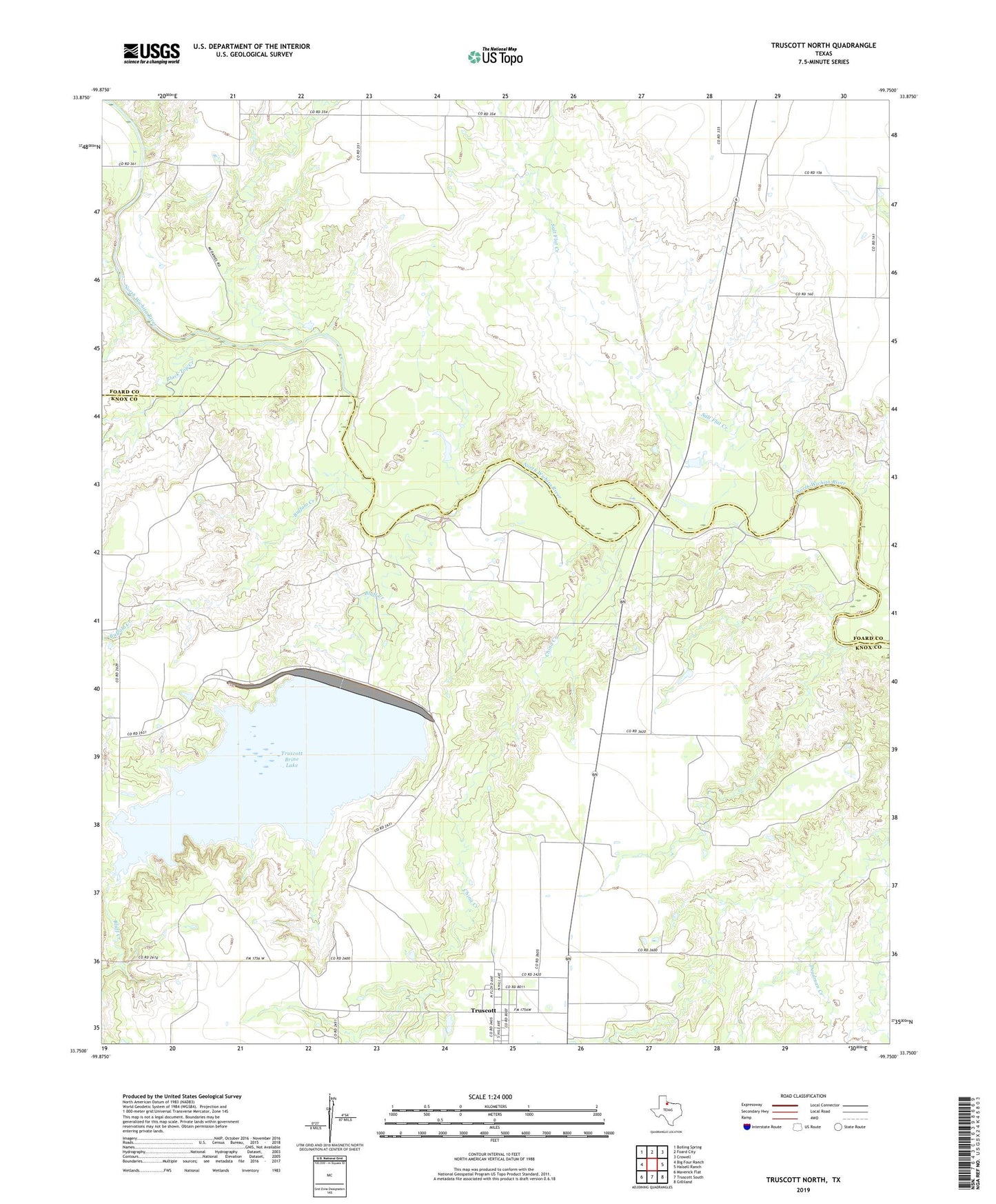 Truscott North Texas US Topo Map Image