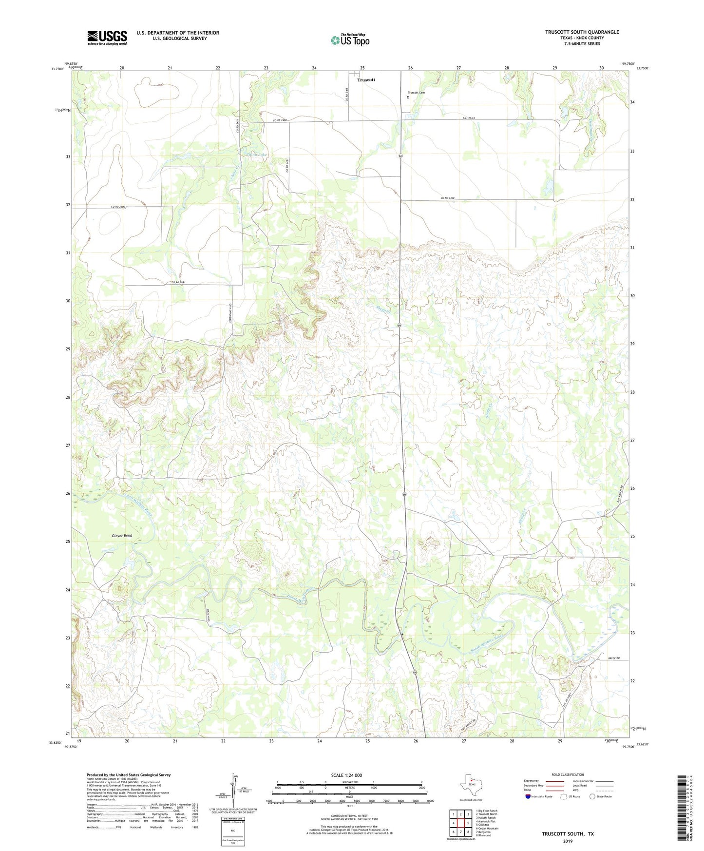 Truscott South Texas US Topo Map Image