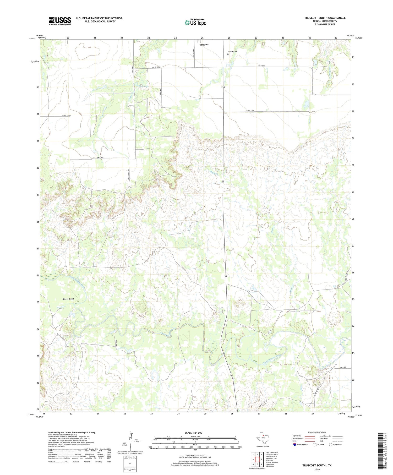 Truscott South Texas US Topo Map Image