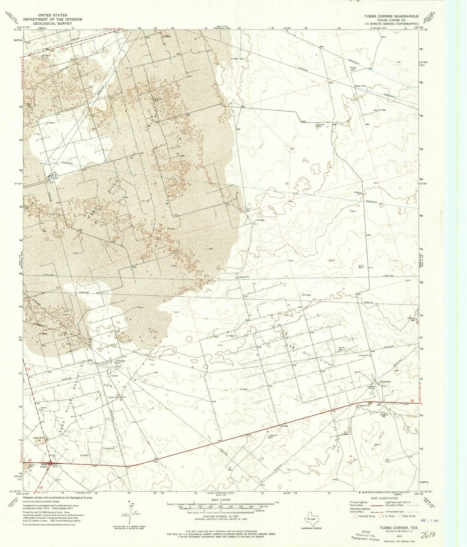 Classic USGS Tubbs Corner Texas 7.5'x7.5' Topo Map Image