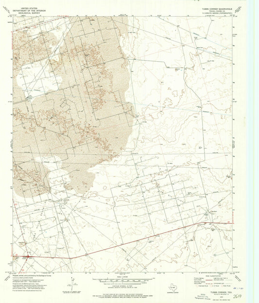 Classic USGS Tubbs Corner Texas 7.5'x7.5' Topo Map Image