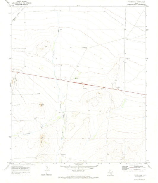 Classic USGS Tucker Hill Texas 7.5'x7.5' Topo Map Image