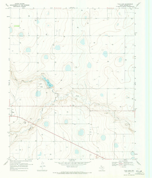 Classic USGS Tule Lake Texas 7.5'x7.5' Topo Map Image