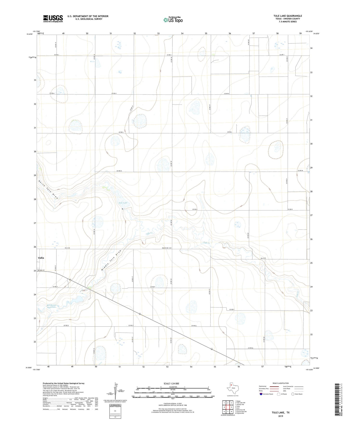 Tule Lake Texas US Topo Map Image