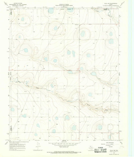 Classic USGS Tulia NW Texas 7.5'x7.5' Topo Map Image