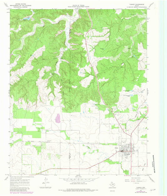 Classic USGS Turkey Texas 7.5'x7.5' Topo Map Image