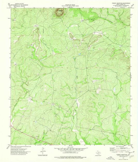 Classic USGS Turkey Mountain Texas 7.5'x7.5' Topo Map Image