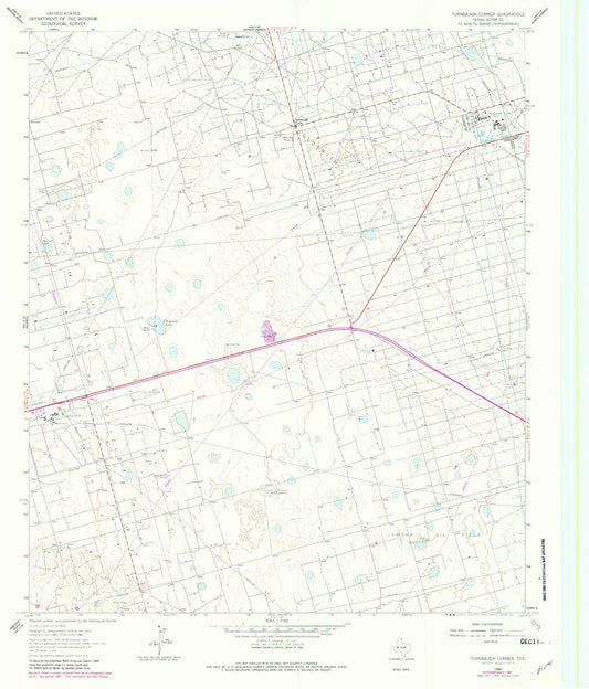 Classic USGS Turnbaugh Corner Texas 7.5'x7.5' Topo Map Image