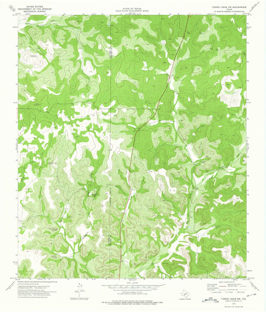Classic USGS Turney Draw NW Texas 7.5'x7.5' Topo Map Image