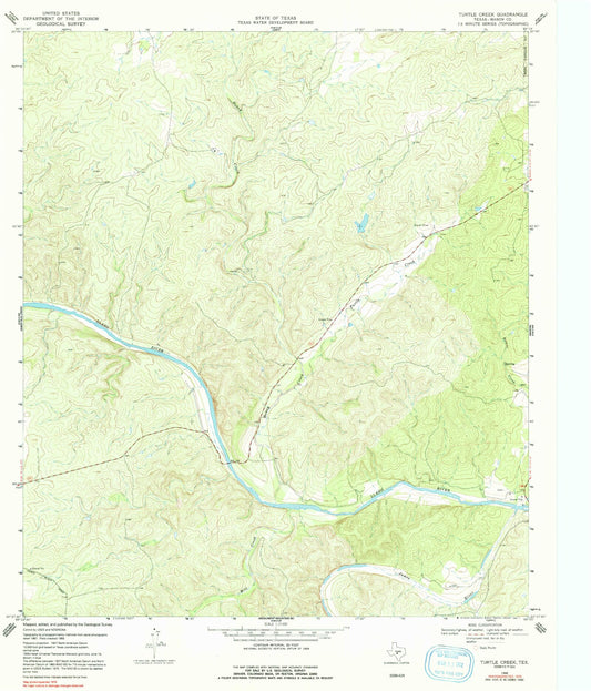 Classic USGS Turtle Creek Texas 7.5'x7.5' Topo Map Image