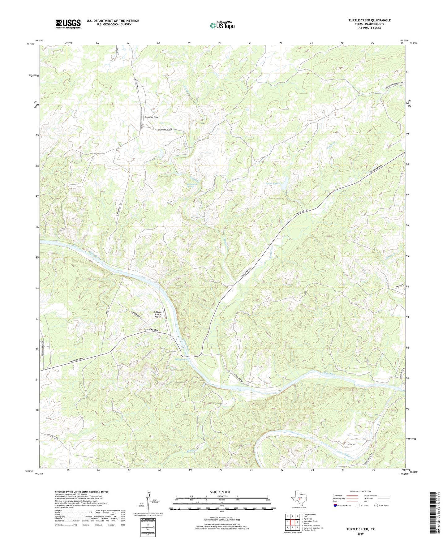 Turtle Creek Texas US Topo Map Image