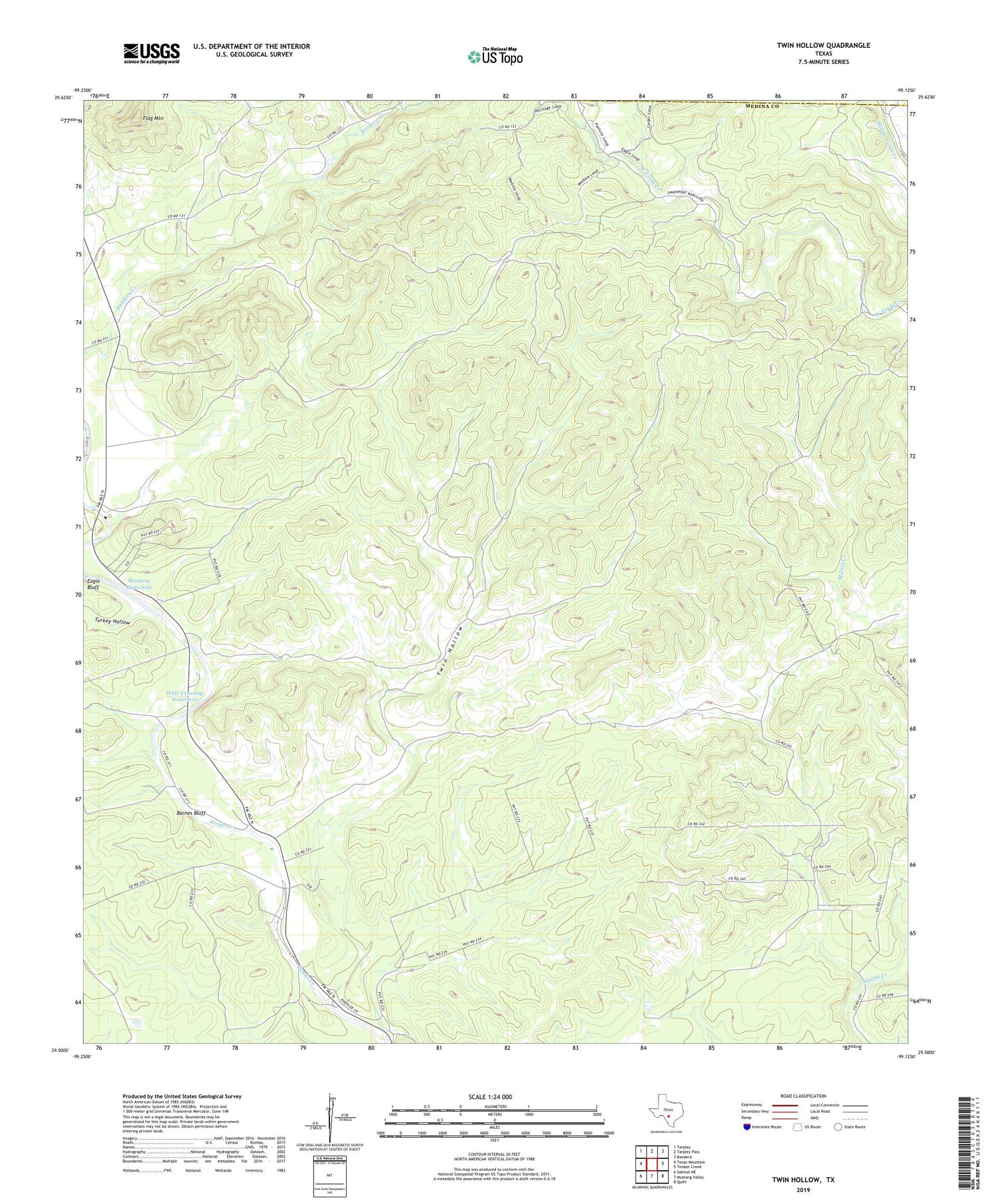 Twin Hollow Texas US Topo Map Image