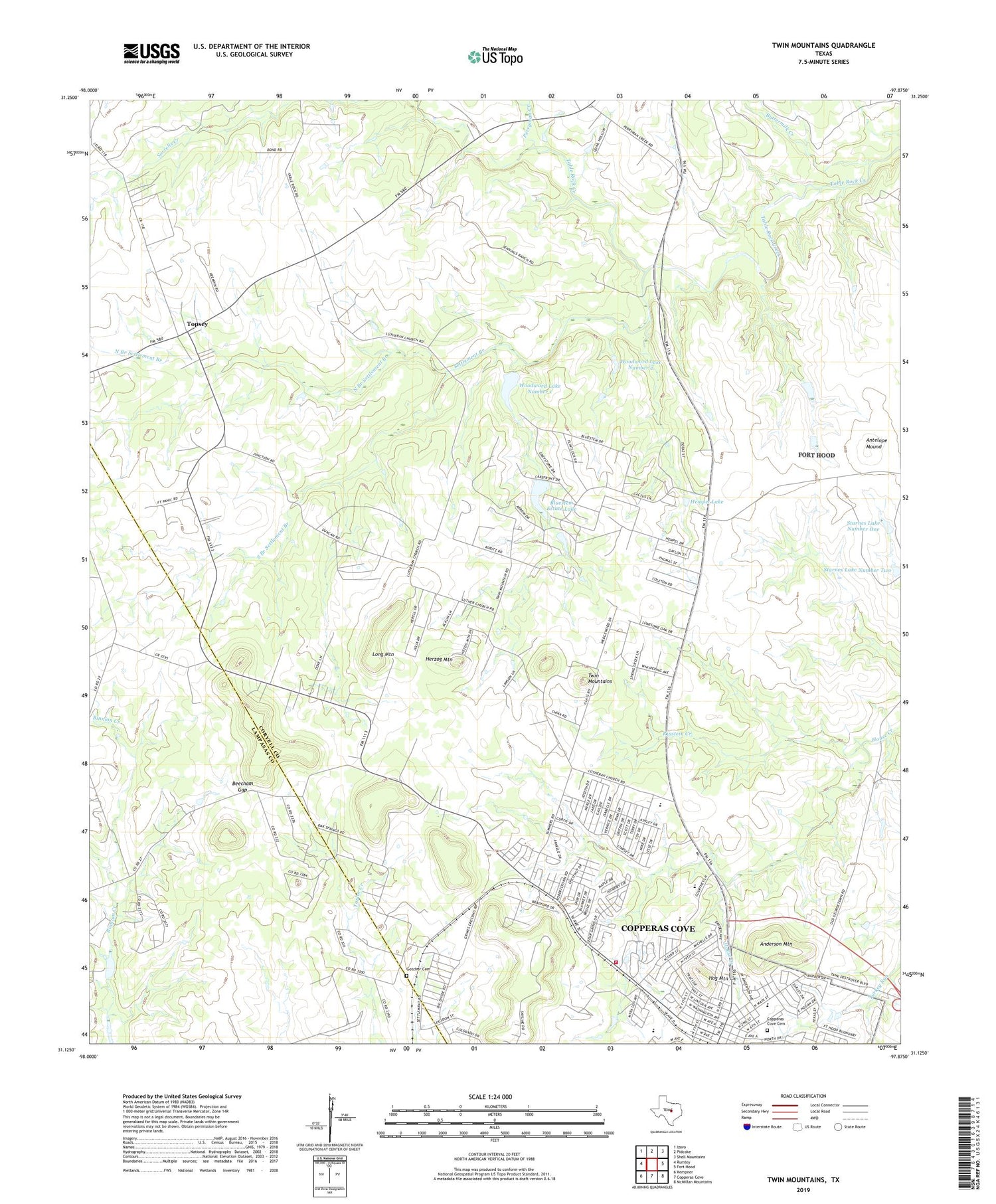 Twin Mountains Texas US Topo Map Image