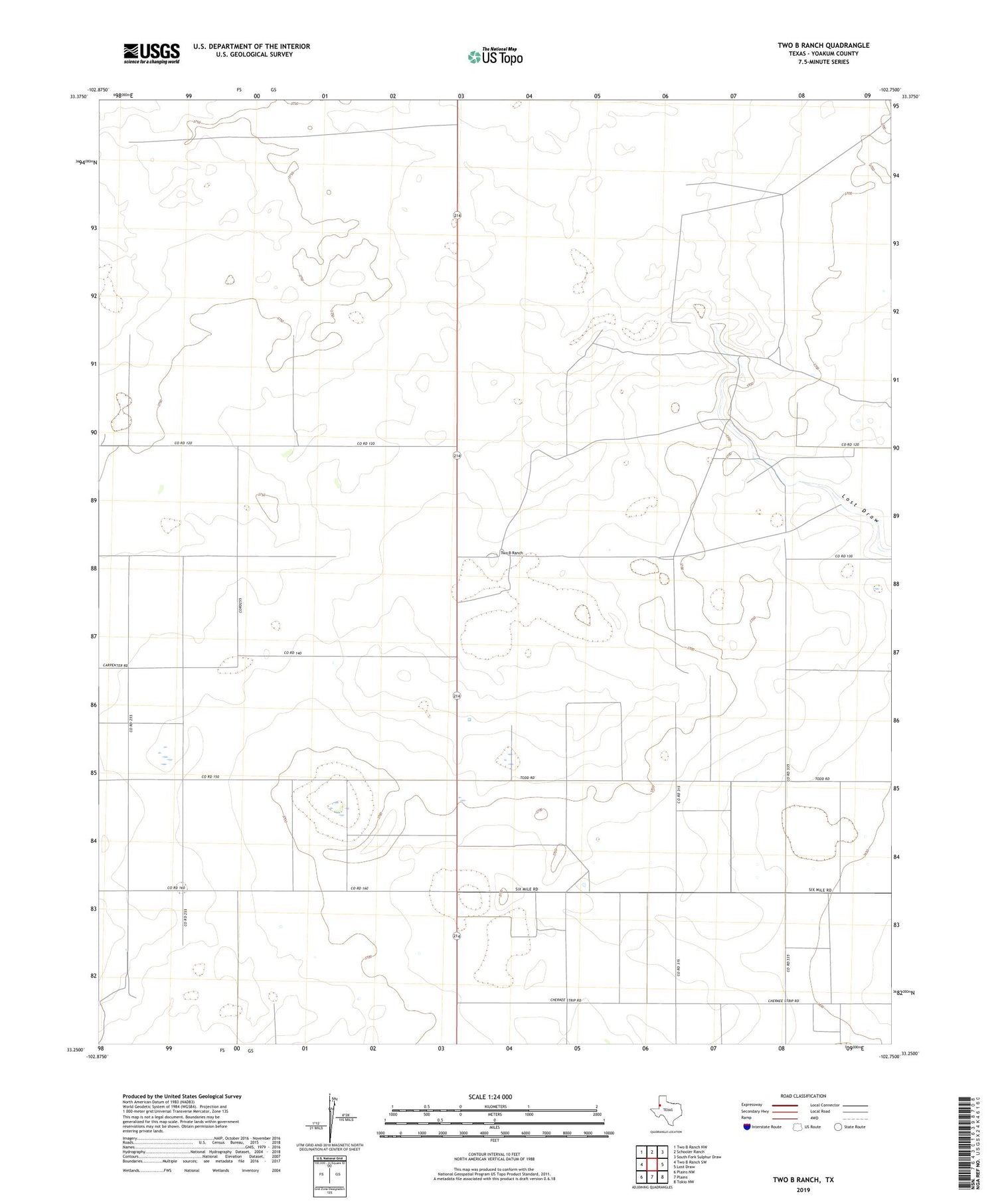 Two B Ranch Texas US Topo Map Image