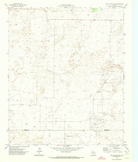 Classic USGS Two B Ranch NW Texas 7.5'x7.5' Topo Map Image