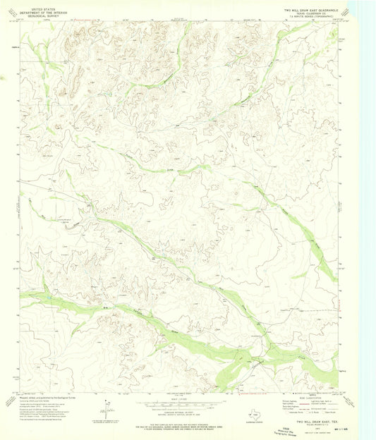 Classic USGS Two Mill Draw East Texas 7.5'x7.5' Topo Map Image