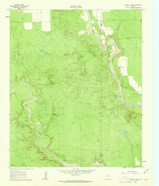 Classic USGS Twomile Creek Texas 7.5'x7.5' Topo Map Image