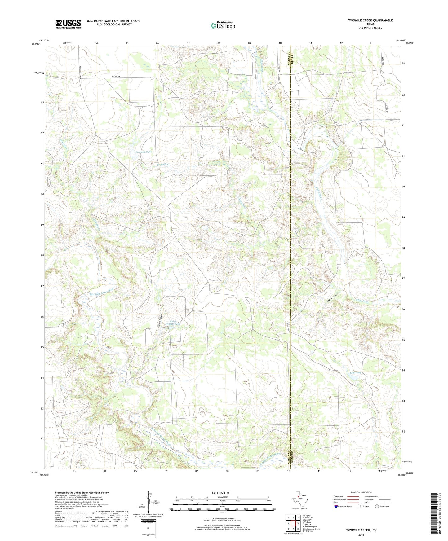 Twomile Creek Texas US Topo Map Image