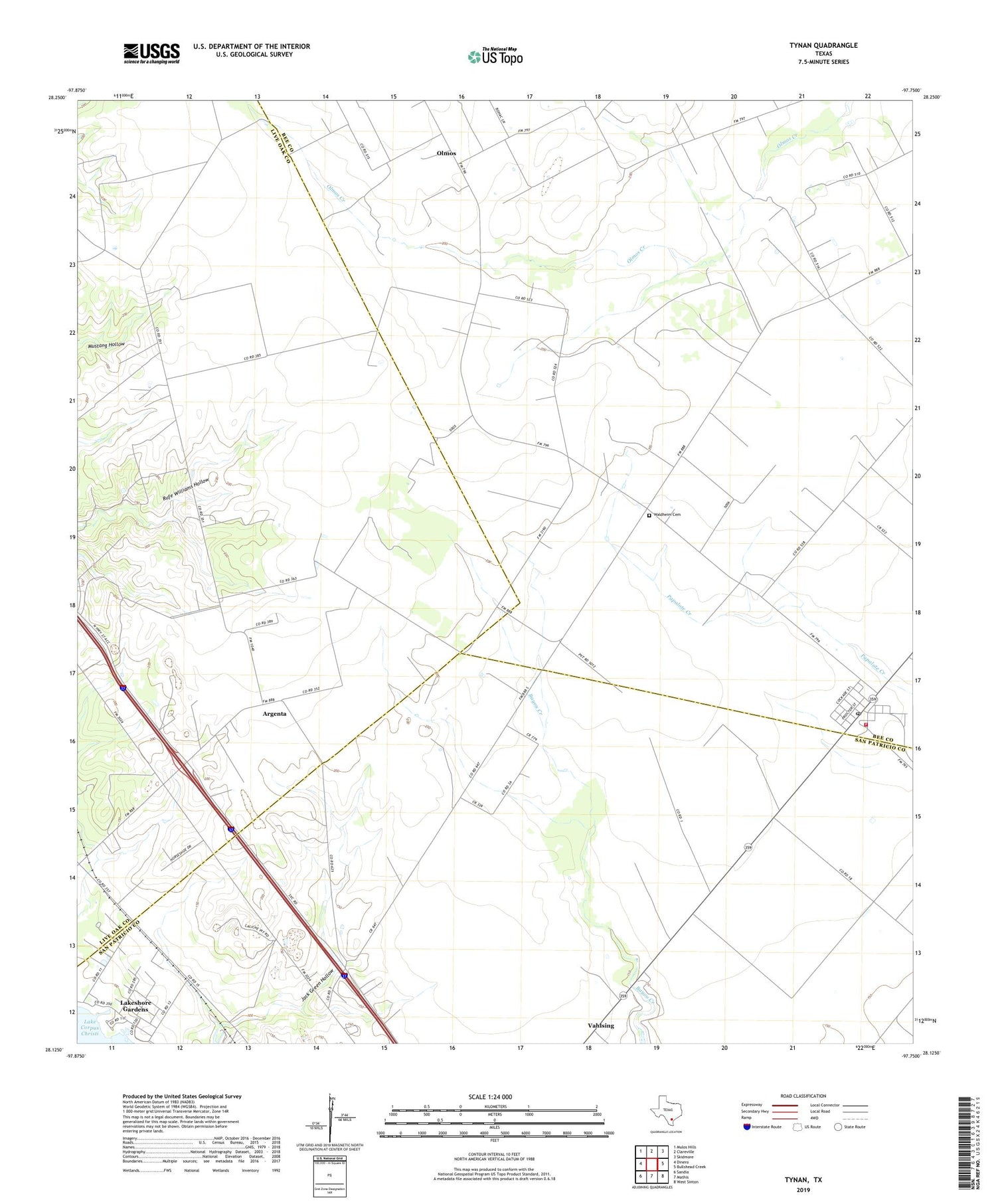 Tynan Texas US Topo Map Image