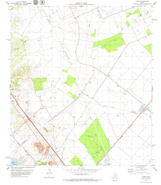 Classic USGS Tynan Texas 7.5'x7.5' Topo Map Image