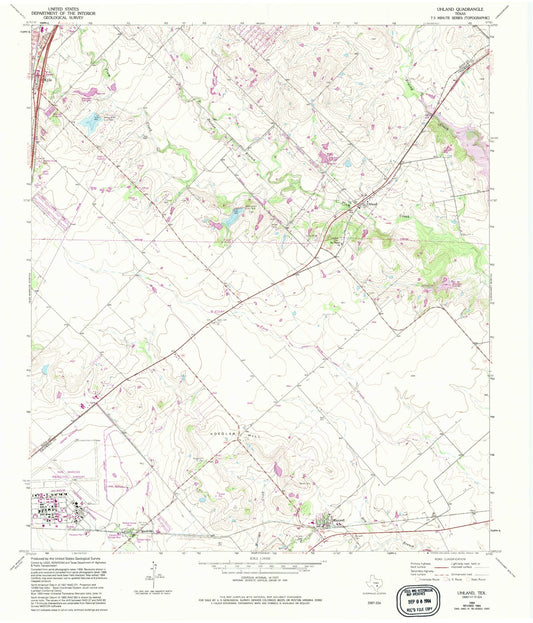 Classic USGS Uhland Texas 7.5'x7.5' Topo Map Image