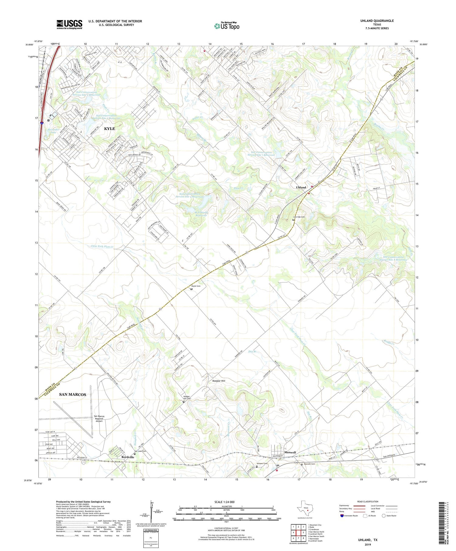 Uhland Texas US Topo Map Image