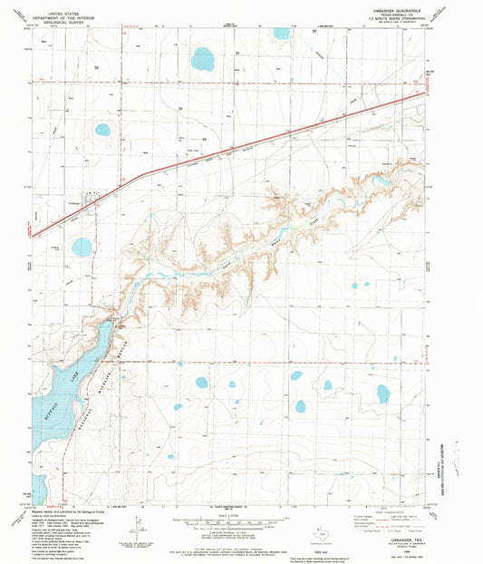 Classic USGS Umbarger Texas 7.5'x7.5' Topo Map Image