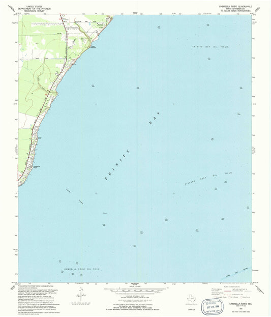 Classic USGS Umbrella Point Texas 7.5'x7.5' Topo Map Image