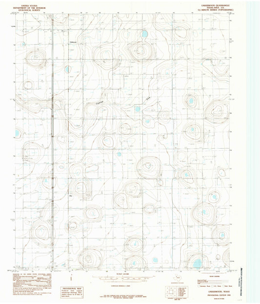 Classic USGS Underwood Texas 7.5'x7.5' Topo Map Image
