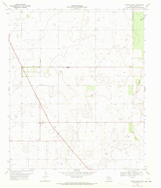 Classic USGS Union School Texas 7.5'x7.5' Topo Map Image