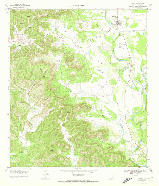 Classic USGS Utopia Texas 7.5'x7.5' Topo Map Image