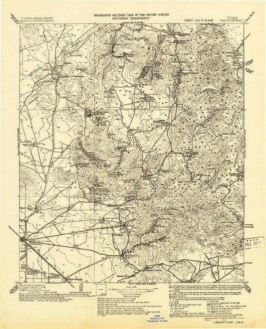 Historic 1943 Valentine Texas 30'x30' Topo Map Image